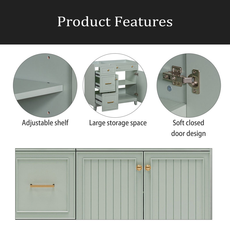 Meuble-lavabo 36 po (lavabo non inclus), Vert