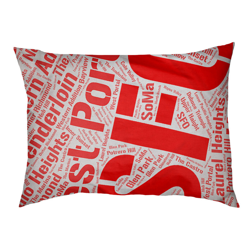 Coussin de chien « districts », Rouge, Grand (l 40 po x P 30 po x H 14 po), San Francisco