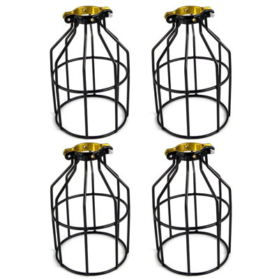 4-Pack Industrial Metal Lamp Guard – Vintage Drum Pendant Cage for Farmhouse & Loft Decor