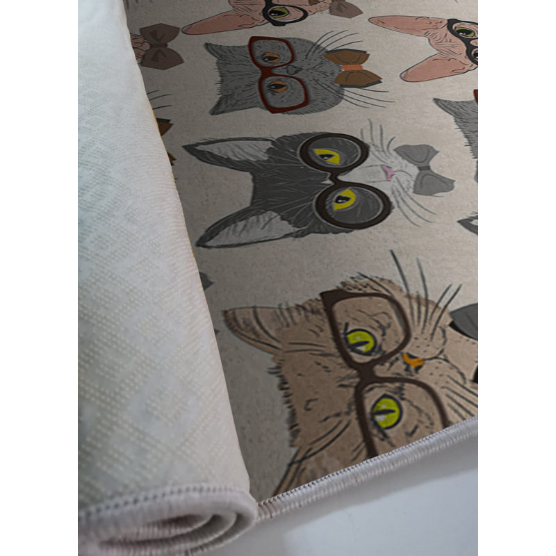 Stylish Woven Area Rug, 5.2 x 7.5 Feet, 100% Polyester with Non-Slip Felt Dot Underside | Pile Height: 0.4 inches, Total Thickness: 0.4 inches | Machine Washable, Digital Printed, Perfect for Living Room & Bedroom Decor
