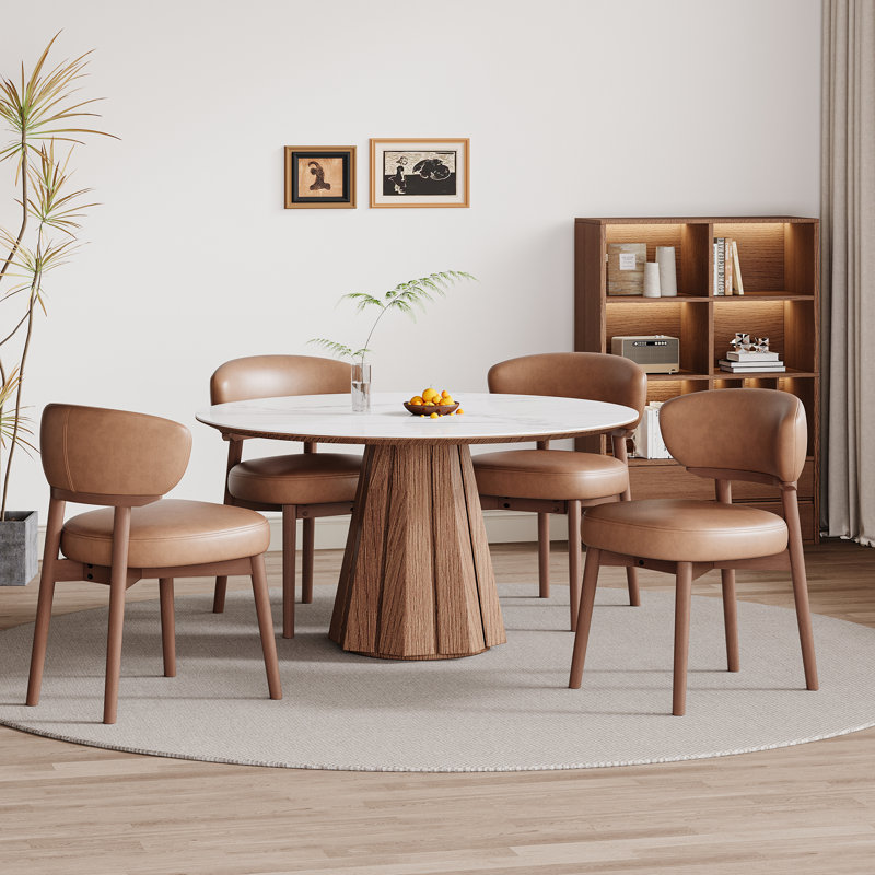 Chaise rembourrée en bois massif, Brun