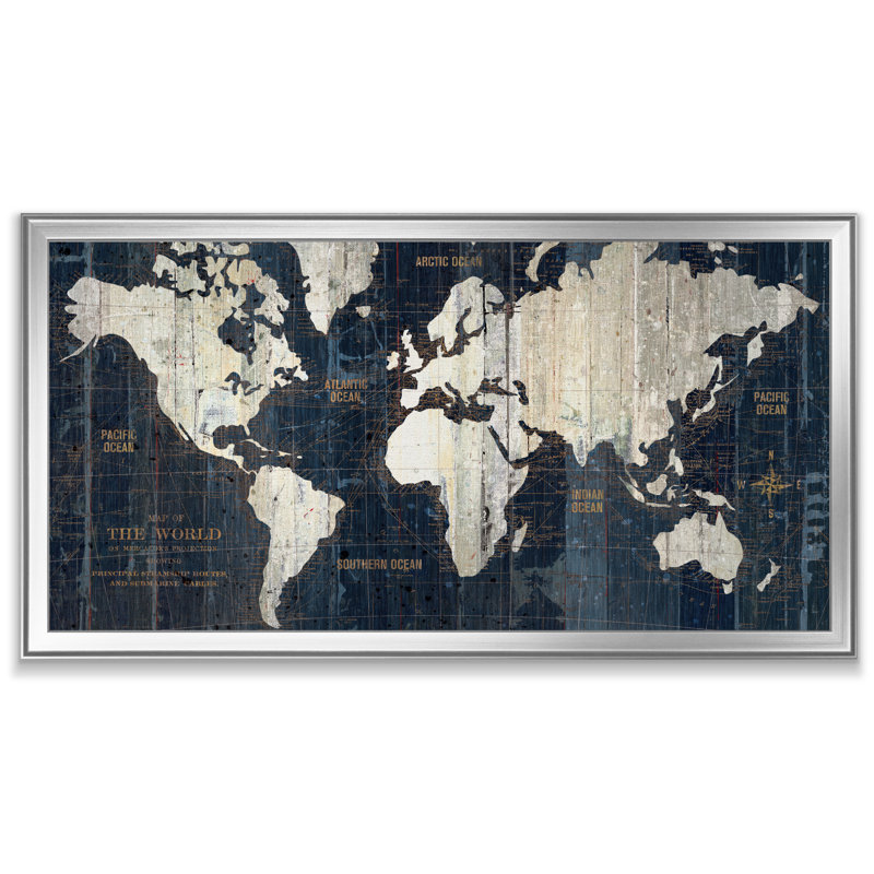 Mehdi " Old World Map Blue ", Silver