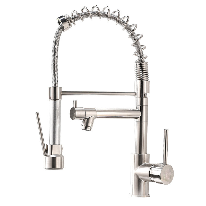 Commercial Kitchen Faucet With Pull Down Sprayer, Single Handle Single Lever Kitchen Sink Faucet