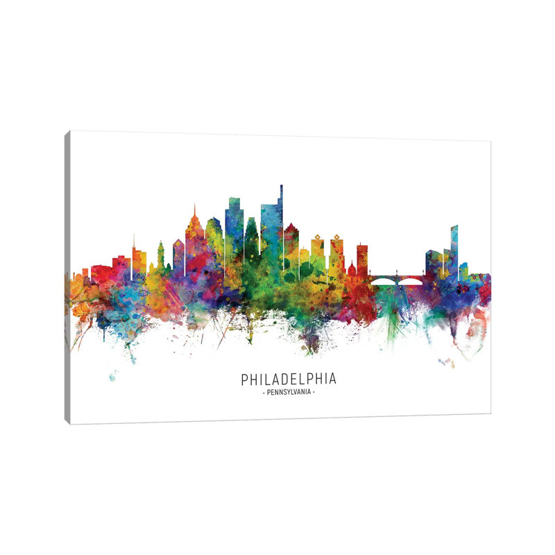 Philadelphia Pennsylvania Skyline by Michael Tompsett - Wrapped Canvas Painting, 152.5 cm H x 101.5 cm W