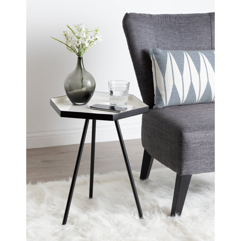 Alfie End Table, Black, White