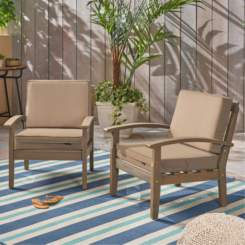 Wildon Home® 6 - Piece Outdoor Cushion Cover, Beige, 53.3cm W x 53.3cm D