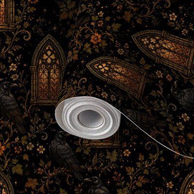 Papier peint auto-adhésif à peler et coller avec vitrail gothique Ravens 17,7 po x 118 po (45 x 300 cm)