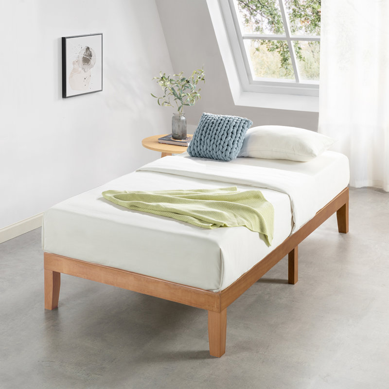 Lit plateforme en bois massif Harlow, Naturel, Simple