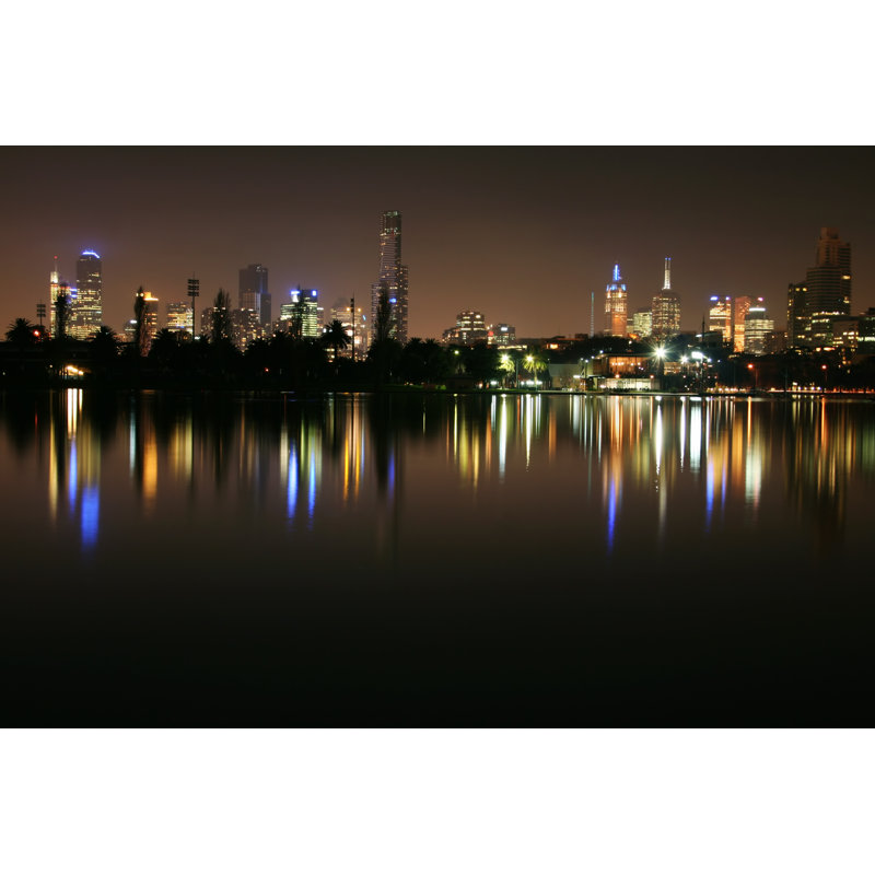 Melbourne By Night by Robynmac - Wrapped Canvas Print, 30cm H x 46cm W