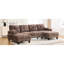 Canapé modulaire en chenille de 103,5 po en forme de U avec méridiennes doubles, poches de rangement et coussins moelleux pour accoudoirs, convenant à un stress - Home Brown Couch-1871395633-1871395628
