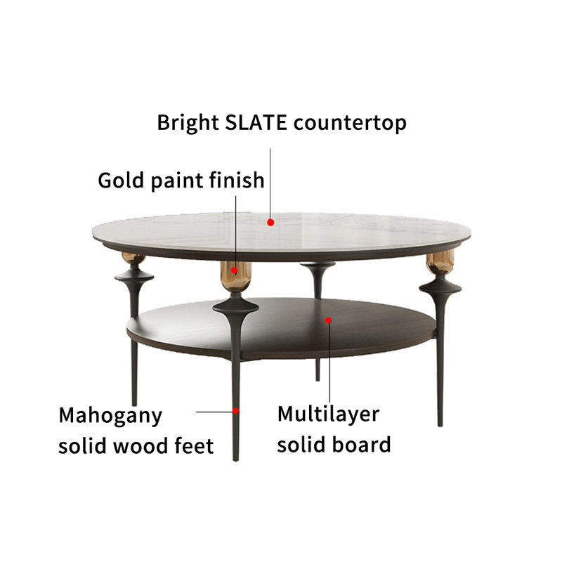 Luxury Slate Coffee Table, 16.53" H x 39.37" L x 39.37" W