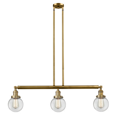 Luminaire suspendu linéaire pour îlot de cuisine 3 lumières Clementina