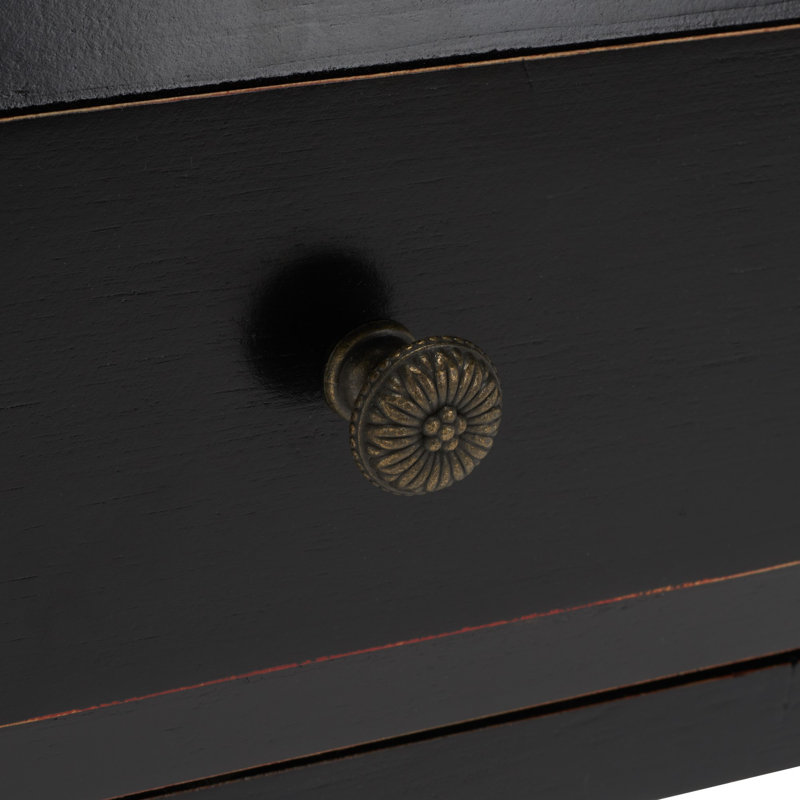 Allizae Solid Wood Writing Desk, Distressed Black