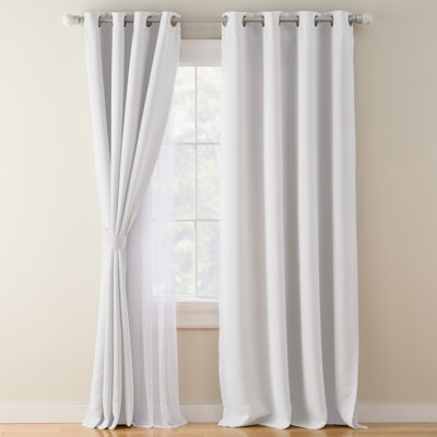 TOWN & COUNTRY LIVING Oslo Double Layer Room Darkening and Sheer Grommet Top Curtains 2-Pack