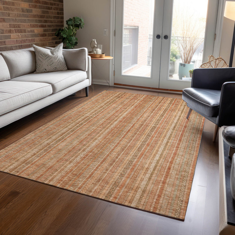 Emberith Orange Washable Indoor-Outdoor Rug - LOOMLAN, 5' x 7'6"