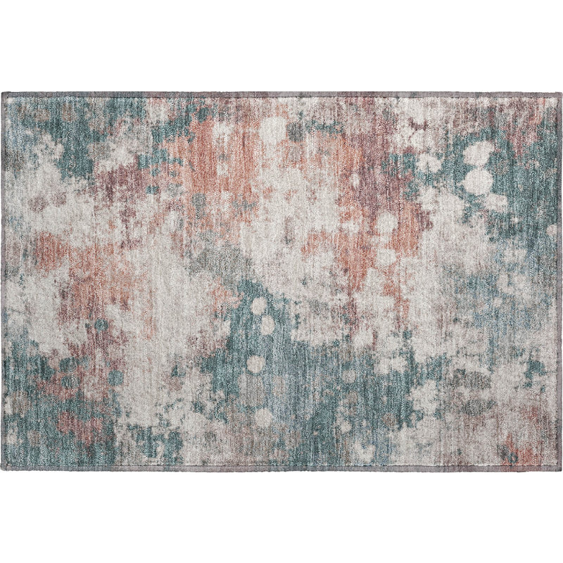 Premium Machine Washable Mayfield AMF2114 Abstract Rug, 1'8" x 2'6", Coral