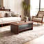 Table basse rectangulaire moderne de 47 pouces avec rangement, portes coulissantes en verre, facile à assembler pour les salons et les bureaux-129227916