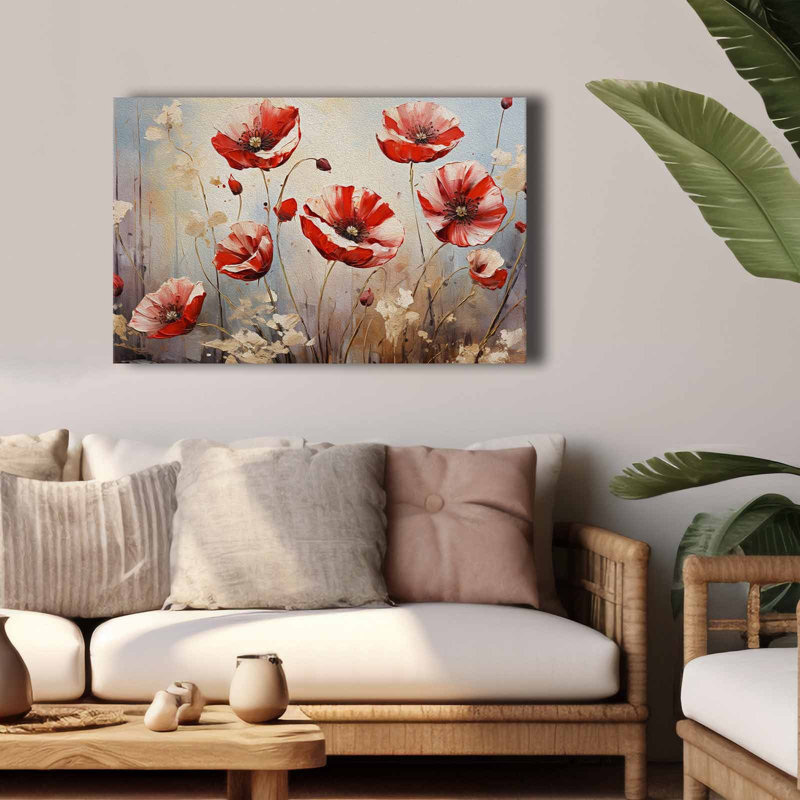 Red Poppy Meadow Canvas Wall Art