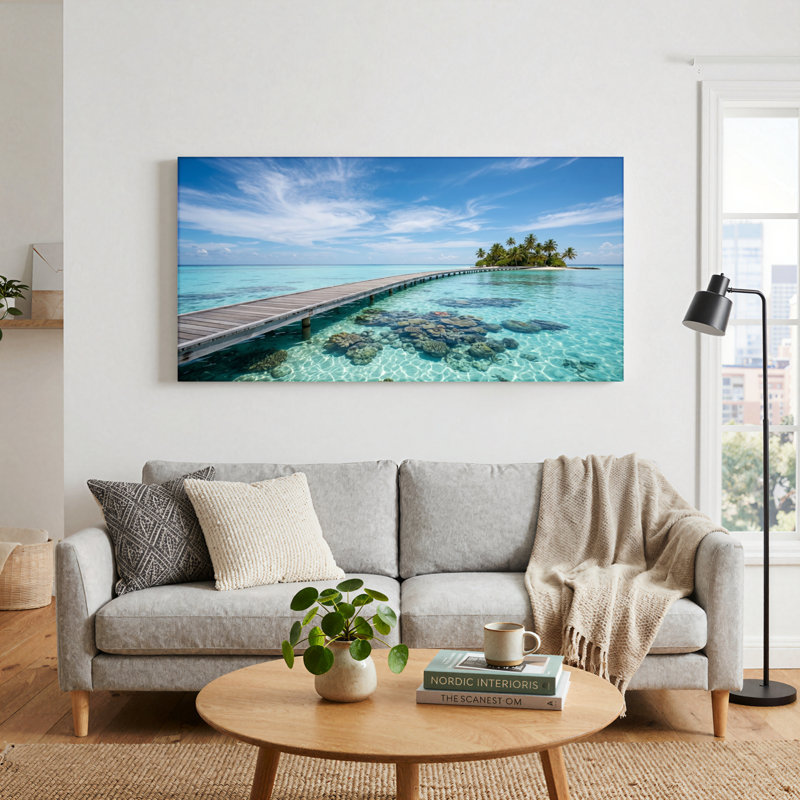 Ensemble de 1 tableau sur toile « Paradis tropical », L 40 po x H 20 po, Toile tendue