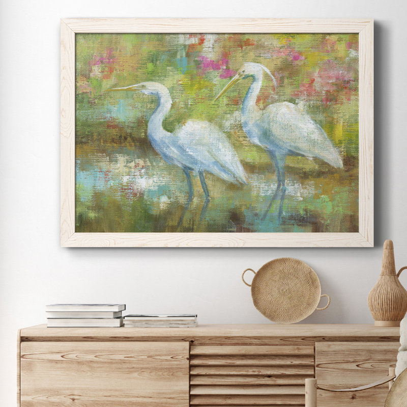 "Egret Tapisserie", cadre photo, reproduction d'art sur toile, H 31,5 po x l 23,5 po x P 1,5 po, Blanc