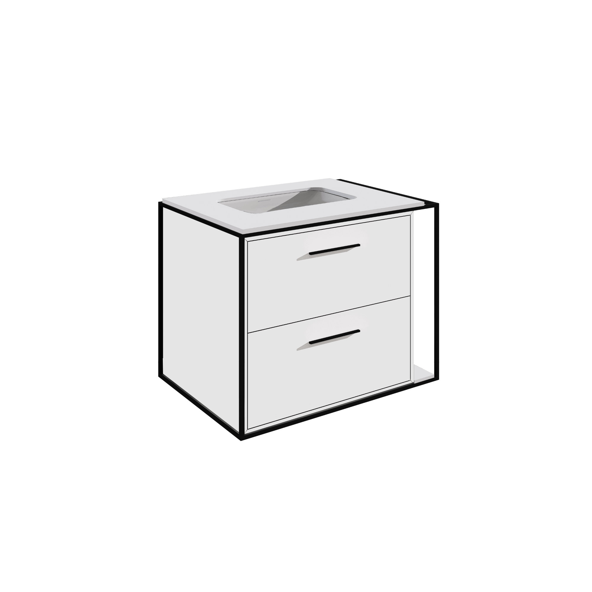 Linea 24" Vanity Base, Wall Mount, Matte Black, Matte White