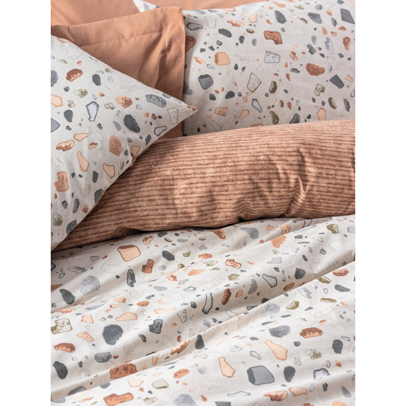 Aeilt Caramel/White 145 TC Duvet Cover Set, Caramel White, 135 x 200 cm