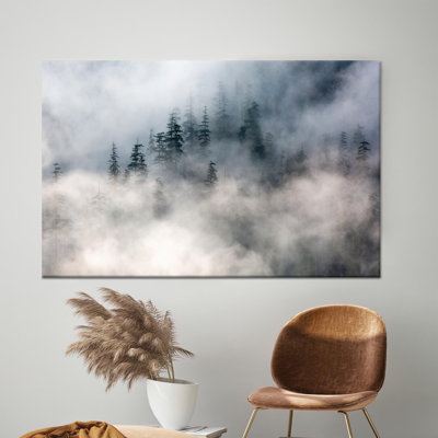 Foggy Forest Canvas Print: Serene Mountain Landscape Art Decor,1P Wrapped Canvas