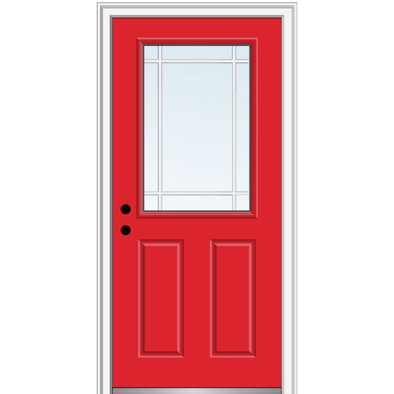 Porte d'entrée Prairie Prairie, Droite / vers l'intérieur, H 81,75 po x l 37,5 po x P 4,56 po, Blanc brillant