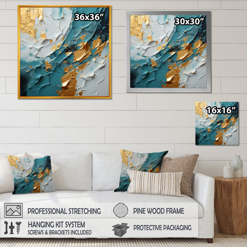 «Morning Glory Sunlight Breaking Waves Abstract», peinture abstraite, art mural, salon, Cadre doré à une seule photo