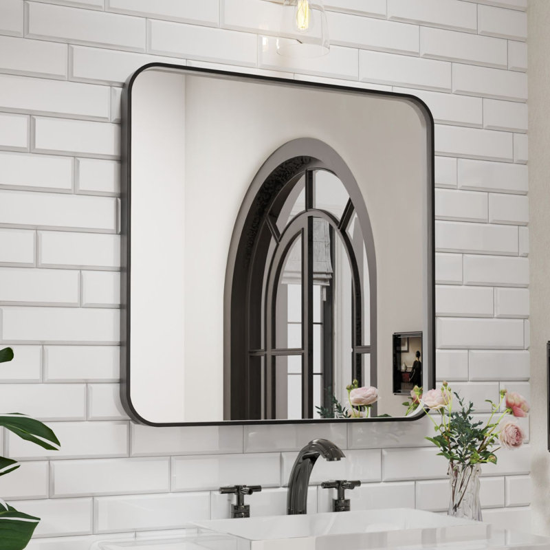 Miroir de salle de bain mural rectangulaire en aluminium l 36 po x H 36 po, Square, 36" x 36"