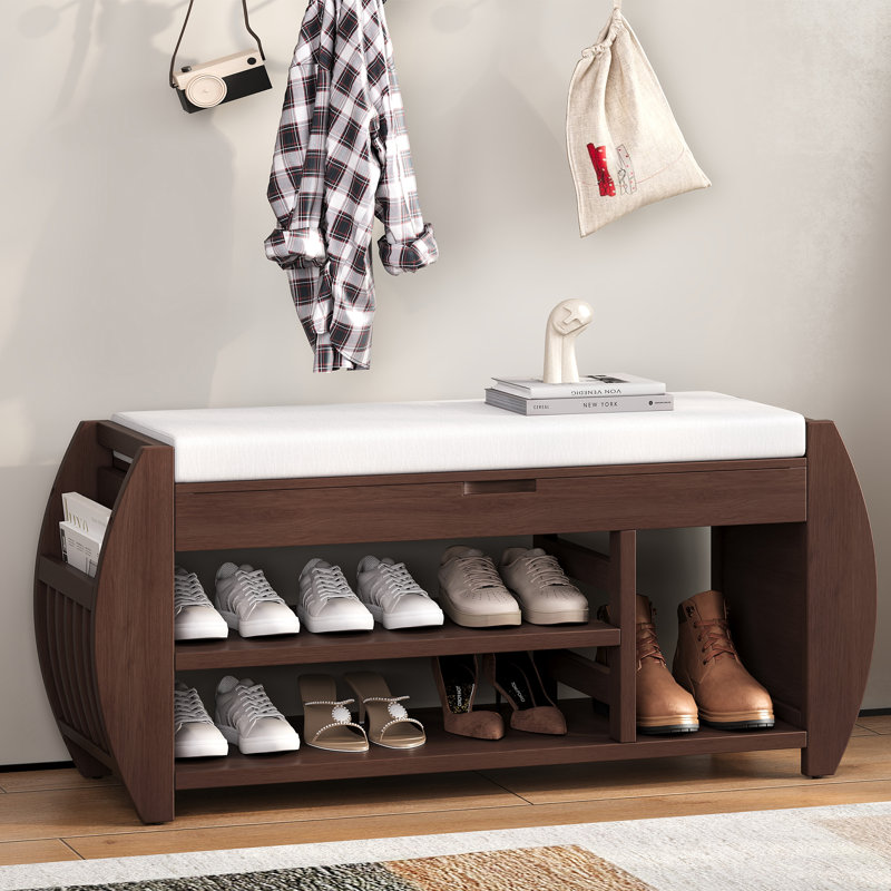 Upholstered Storage Bench, Espresso, 18.28" H x 42" W x 13" D