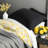 Elegant 7-piece Cotton Bedding Set, Black Damask Design, Queen Size