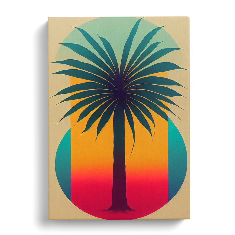 Palm Tree Retro - Wrapped Canvas, 50cm H x 35cm W x 3cm D