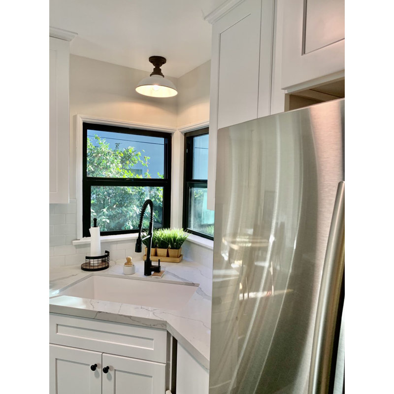 Collina Semi Flush Mount, White/Black