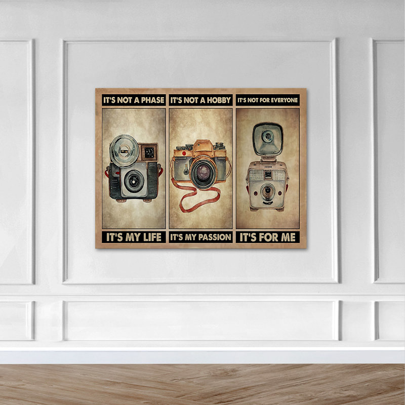 3 types de caméra, impression sur toile tendue, H 24 po x l 36 po x P 2 po