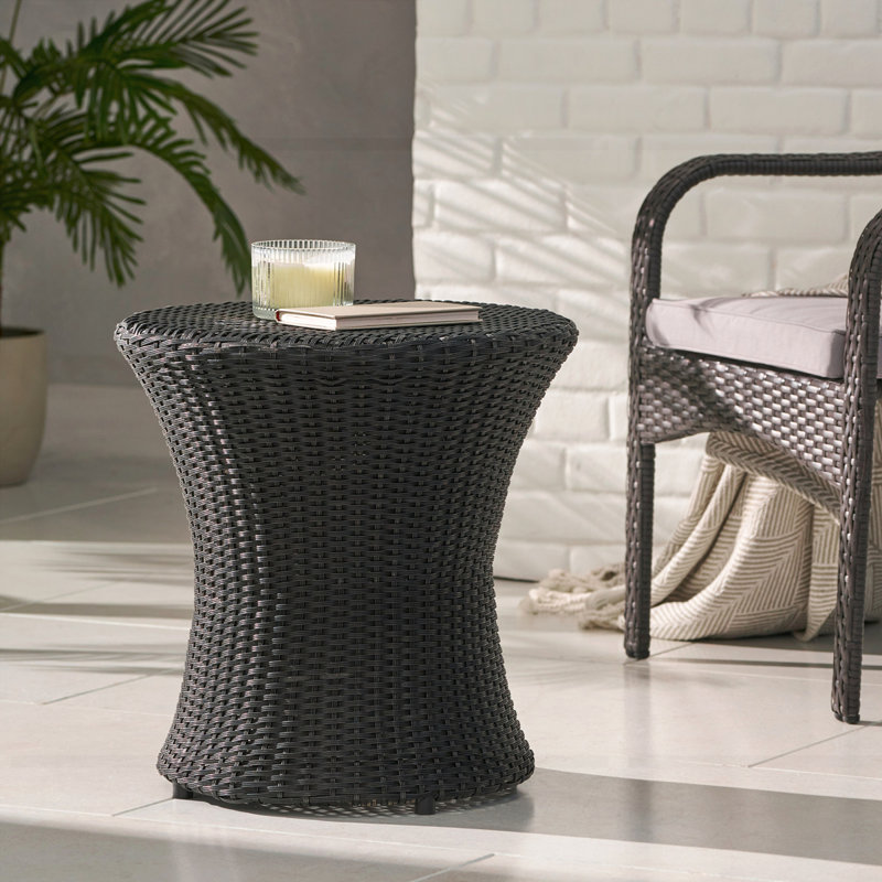 Table d'appoint de patio avec design élégant sans plateau en verre, Noir