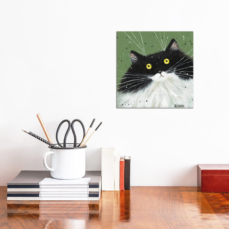 Tuxedo On Pea Green by Kim Haskins - Wrapped Canvas Print, 30.48 cm H x 30.48 cm W