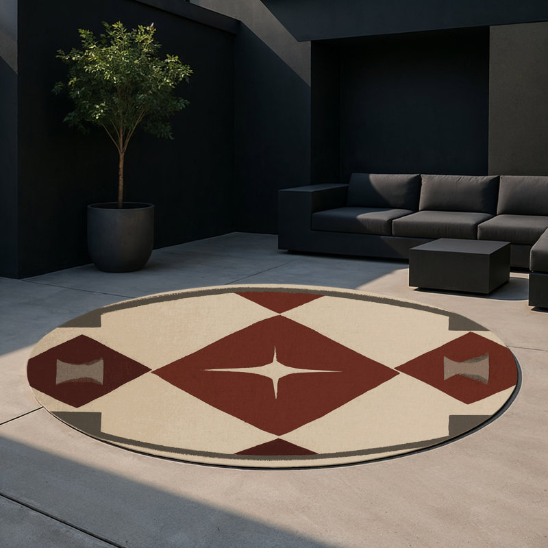 Tapis intérieur et extérieur en toile Chronicle, Rond 5 pi