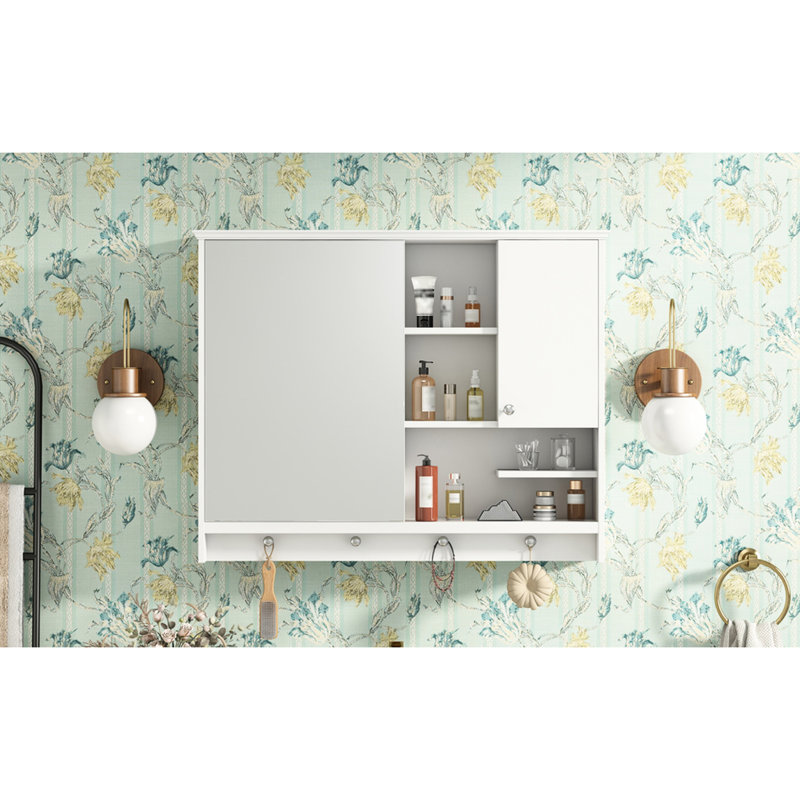 Armoire de salle de bain murale 36 pouces avec tablette ajustable et porte miroir - Solution pratique et élégante avec tablettes élégantes