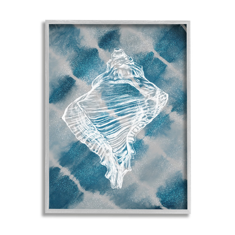 Cravate bleu marine rétro Conch Shell par Ziwei Li 927, Estampe numérique Farmhouse, H 14 po x l 11 po x P 1,5 po