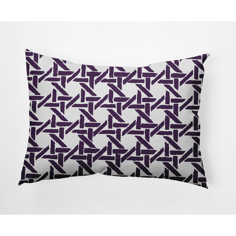 Rattan Geometric Reversible Throw Pillow, Purple
