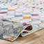 Tapis marocain clair tissé à la machine ivoire, beige, gris, bleu, orange et magenta Clair-442837256