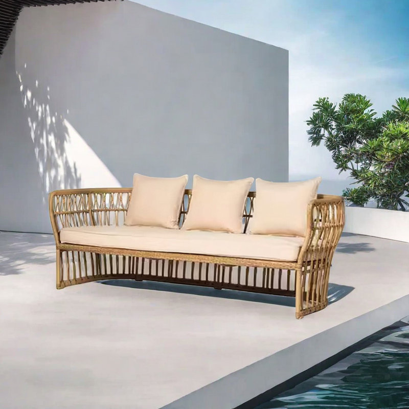 Braylenn 74.01'' Wide Rectangle Wicker Patio Sofa with Cushions
