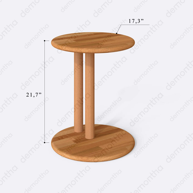 Wooden C-Shaped End Table – Round Top Minimalist Style