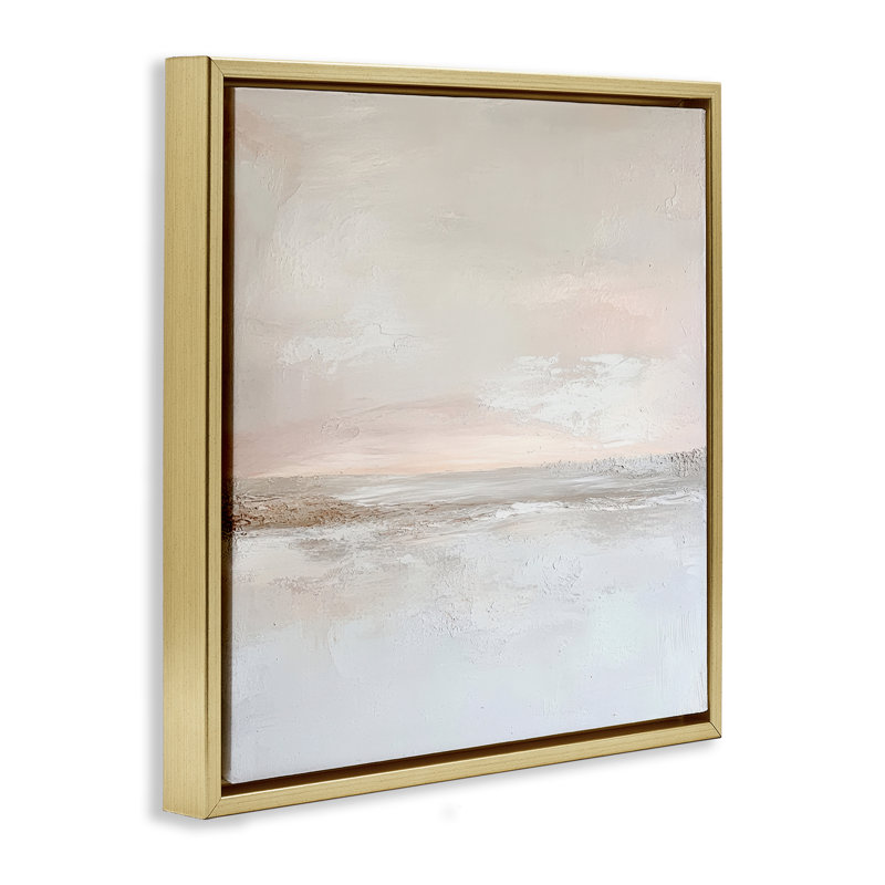 Cadre flottant à paysage abstrait en sourdine, par Petal Prints Design, H 18 po x l 18 po, Cadre flottant métallique doré