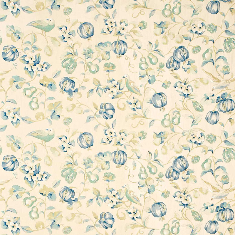 Pear & Pomegranate Fabric, China Blue