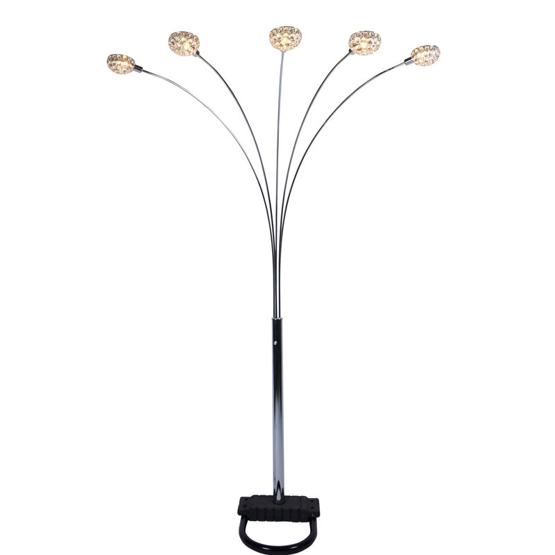 1Pc Modern Design Classic Luxury Sleek Multi-Head Floor Lamp With Radiant Crystal-Encrusted Heads And Metallic Stems For Living Room