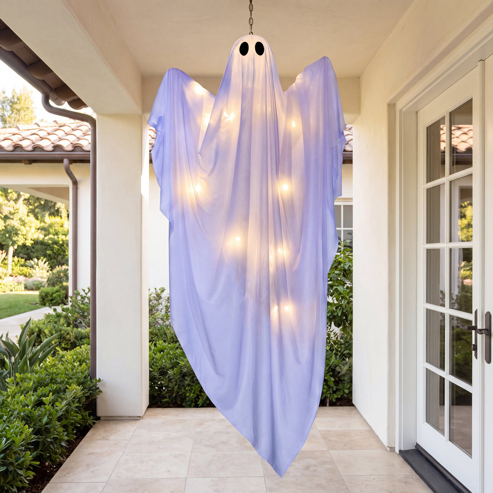 47" Light-Up Ghost Outdoor Halloween Decor, White