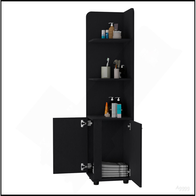 Wenge 2-Door Cabinet With 3 Corner Shelves