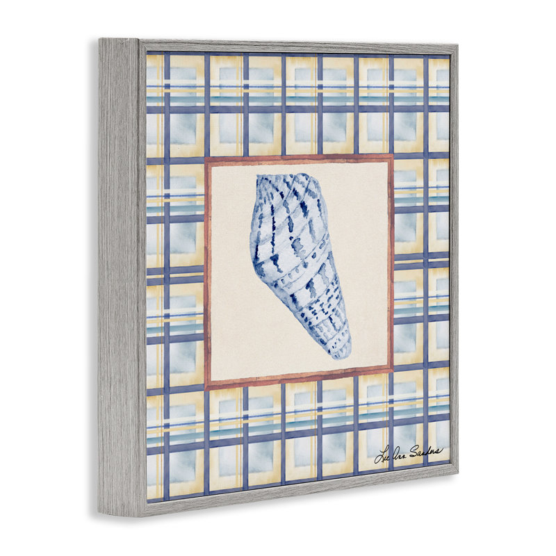 «Sea Treasures on Plaid», dessin par Lee Ann Sanders, Estampe numérique Farmhouse, H 12 po x l 12 po
